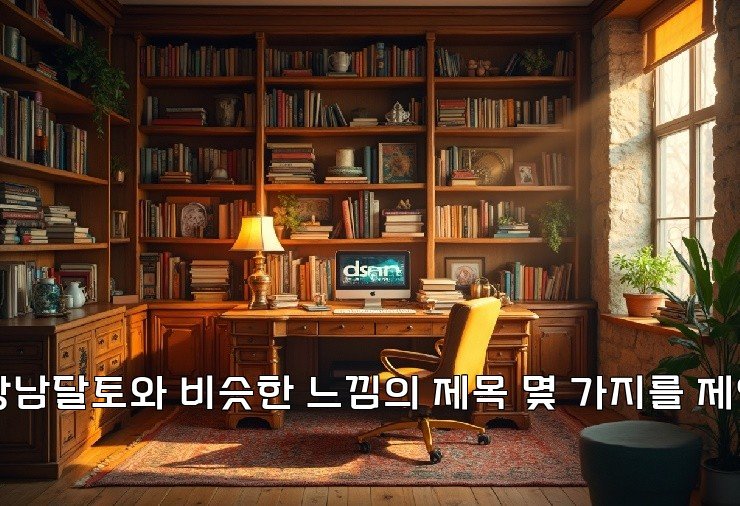 물론입니다! 강남달토와 비슷한 느낌의 제목 몇 가지를 제안해 드릴게요:
1. 강남별빛
2. 강남달빛
3. 강남별토
4. 강남달밤
5. 강남토속
원하는 분위기나 주제가 있다면 더 맞춤형으로 제안해 드릴 수 있습니다!